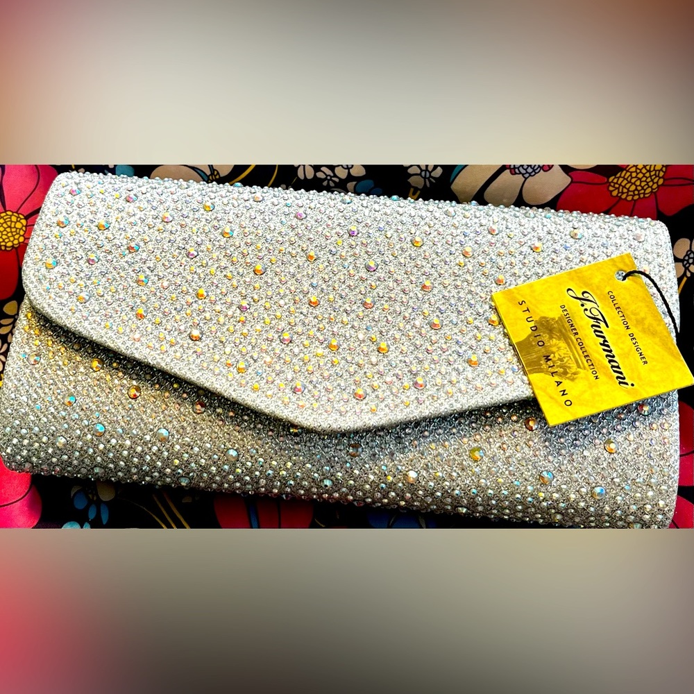 Brand New J. Furmani Rhinestone Envelope Clutch